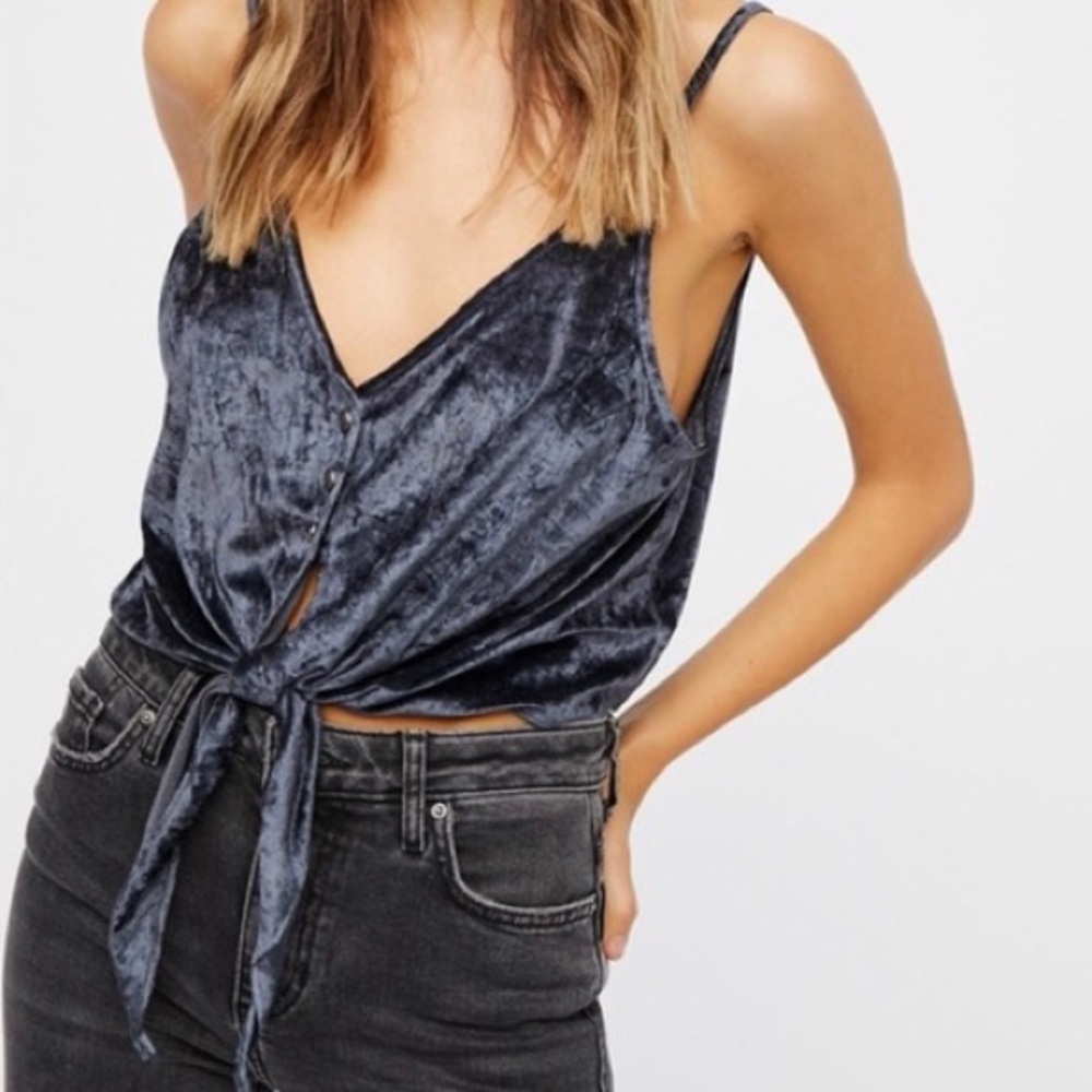 FP velvet tie front crop